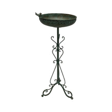 Load image into Gallery viewer, French Round Standing Birdbath - Brushed Green