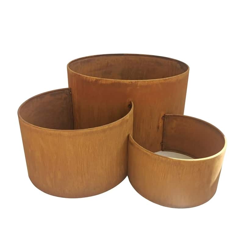 Rustic Three Rings Garden Planter 58/40/33cm Diameters