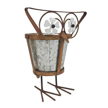 Load image into Gallery viewer, Arty Owl w/Galvanised Potplanter 18.5x15x23cm
