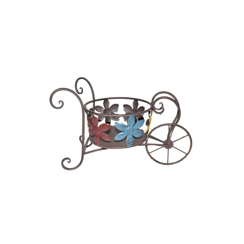 Antique Wheelbarrow w/Flower Design Potplanter 41.5x20.5x26cm