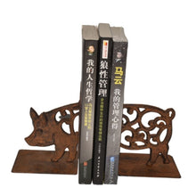 Load image into Gallery viewer, Cast Iron Fleur Pig Bookends Set 9x11x14cm
