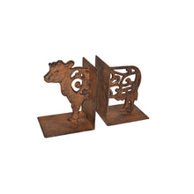 Load image into Gallery viewer, Cast Iron Fleur Cow Bookends Set 9x11.5x15cm
