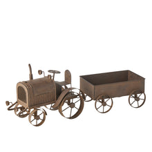 Load image into Gallery viewer, Decorative Rust Tractor w/Wagon 28x8.5x26cm
