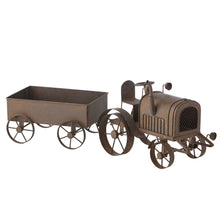 Load image into Gallery viewer, Decorative Rust Tractor w/Wagon 28x8.5x26cm
