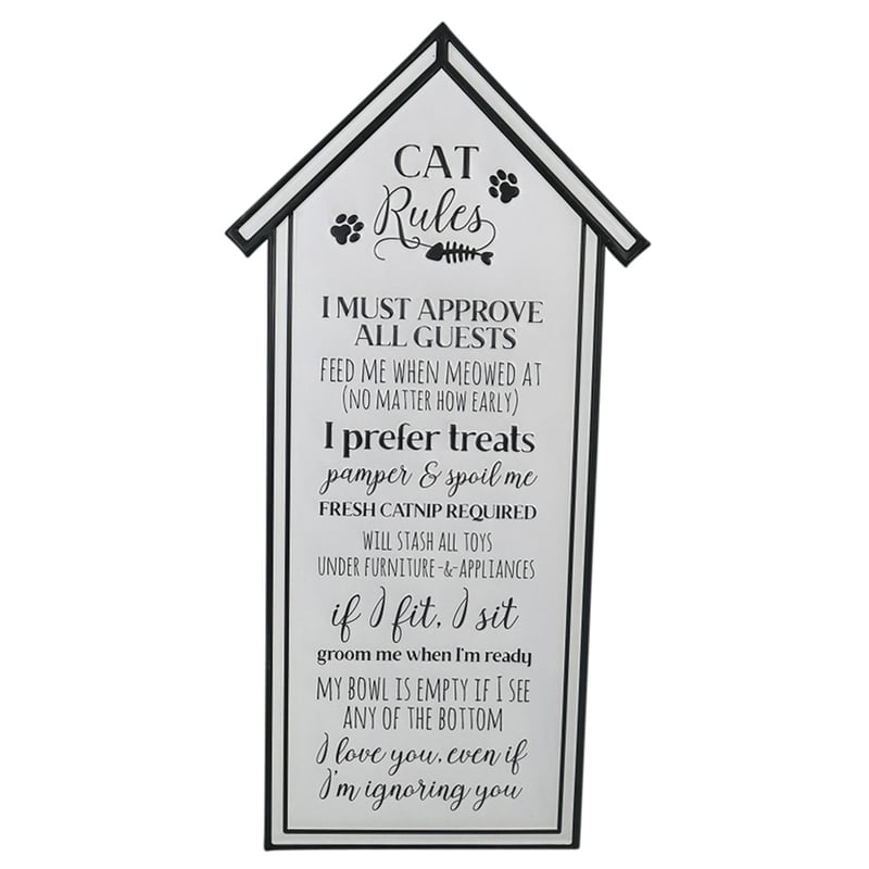 Cat Rules Wall sign 33x66cm