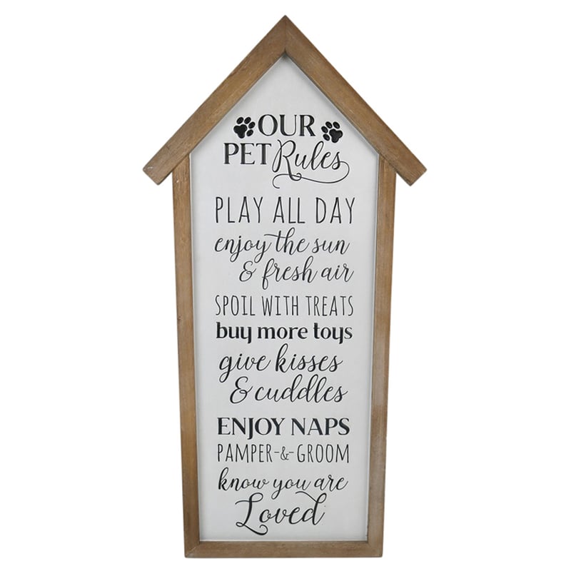 Our Pet Rules Wall Sign 33x3x66cm