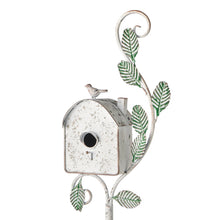 Load image into Gallery viewer, Paloma White Washed Birdhouse Stake 21x9x123
