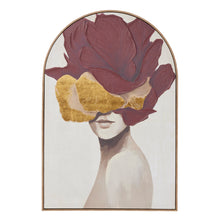 Load image into Gallery viewer, Woman with Red &amp; Gold Floral Headpiece Arch Wall Art 82.6*122.6
