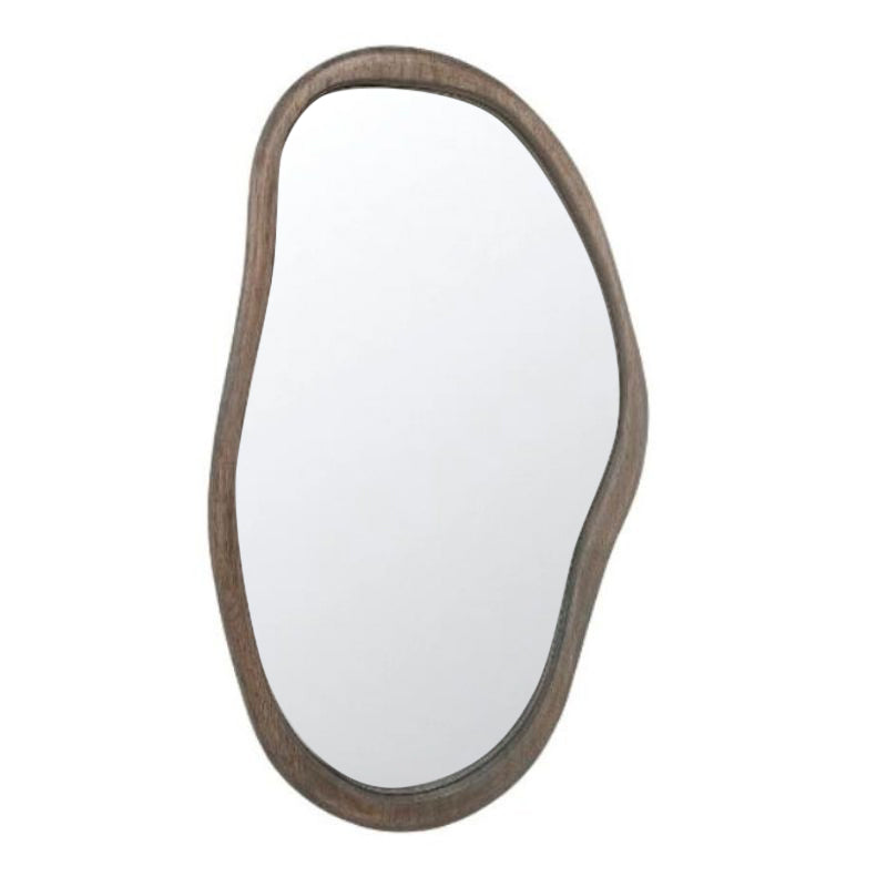 70cm Sleek Mid- Century Asymmetric Wood- Framed Wall Mirror 40x70cm