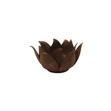 Load image into Gallery viewer, Lge Rust Metal Lotus Flower C/Holder28*28*15
