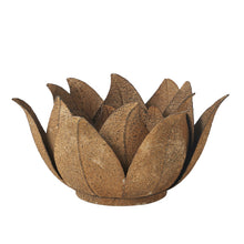 Load image into Gallery viewer, Lge Rust Metal Lotus Flower C/Holder28*28*15
