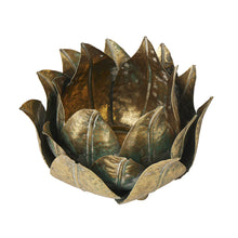 Load image into Gallery viewer, Distressed Gold Flower Candle Holder24*24*17

