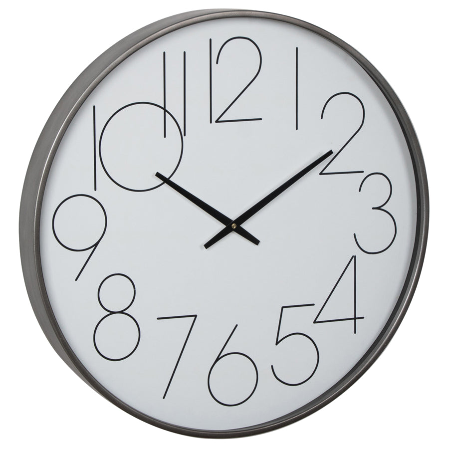 60cm Contemporary Monochrome Wall Clock w/ Glass Front 60x6cm