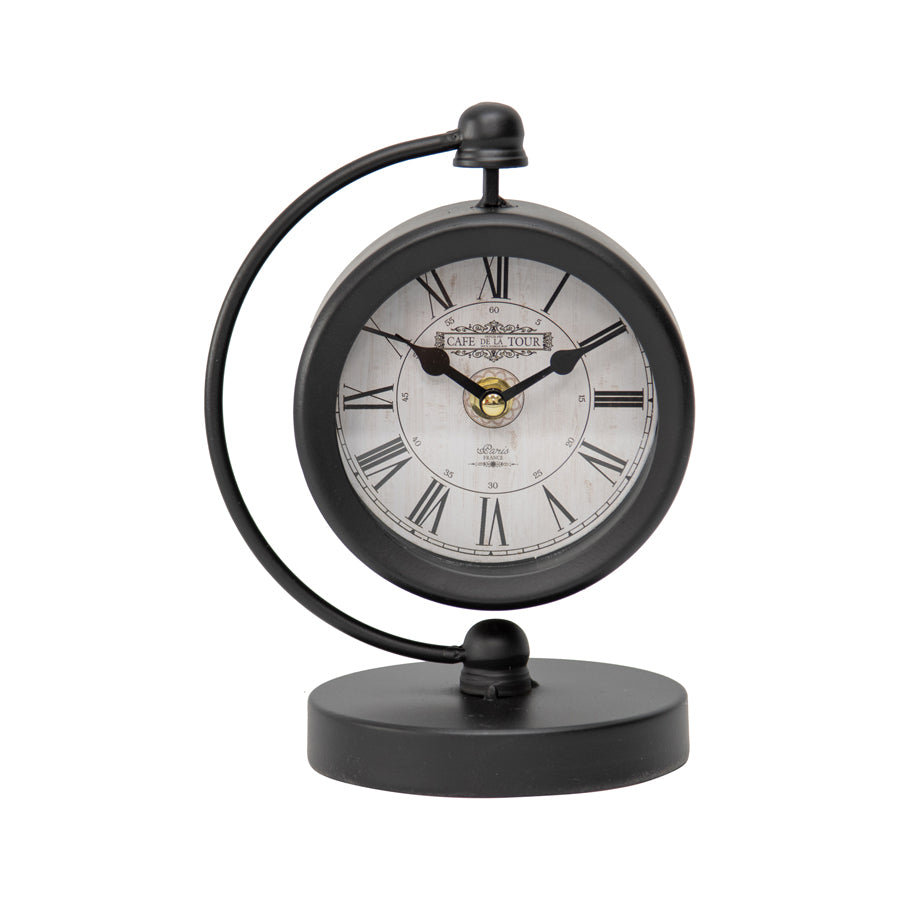 Café Black Crescent Table Clock 15x12.5x20.5cm