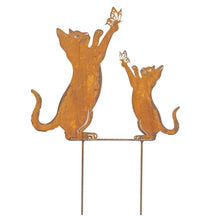 Load image into Gallery viewer, Rust Cat+Kitten Garden Stake 31x2.5x43cm
