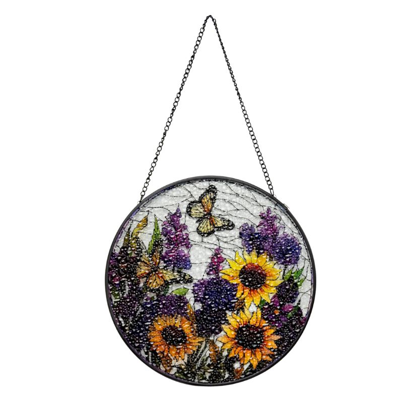 Flowers + Butterflies Stained Glass Sun Catcher 20x0.2x20-35cm
