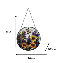 Load image into Gallery viewer, Flowers + Butterflies Stained Glass Sun Catcher 20x0.2x20-35cm
