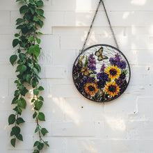 Load image into Gallery viewer, Flowers + Butterflies Stained Glass Sun Catcher 20x0.2x20-35cm
