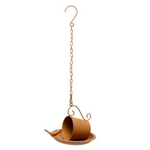 Load image into Gallery viewer, Rust-Look Hanging Cup + Saucer Birdfeeder 21x16x45cm
