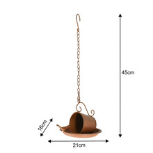 Load image into Gallery viewer, Rust-Look Hanging Cup + Saucer Birdfeeder 21x16x45cm
