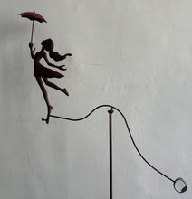 Load image into Gallery viewer, Girl w/ Umbrella Spinner/Balancing Garden Stake 76.5x11.5x158cm
