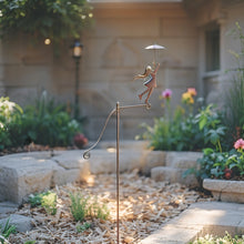 Load image into Gallery viewer, Girl w/ Umbrella Spinner/Balancing Garden Stake 76.5x11.5x158cm
