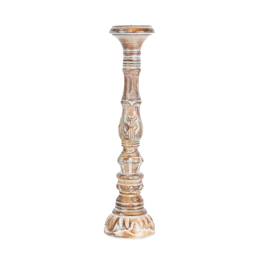 X-Tall Hand-Carved Embellished Pillar Candleholder 50cm