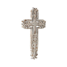 Load image into Gallery viewer, Hand-carved Cross w/Fleur-de-Lis Wallart 25x1x40cm
