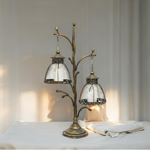 Load image into Gallery viewer, 83cm Lustre Branched Stand w/2 ShadedPillar Candleholders 43x19x83cm
