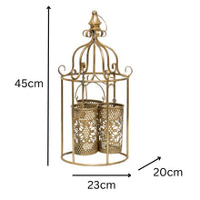 Load image into Gallery viewer, Lustre &#39;Cage&#39; w/3 Pillar Candleholders 23x20x45cm
