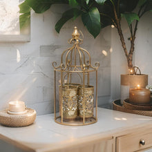Load image into Gallery viewer, Lustre &#39;Cage&#39; w/3 Pillar Candleholders 23x20x45cm
