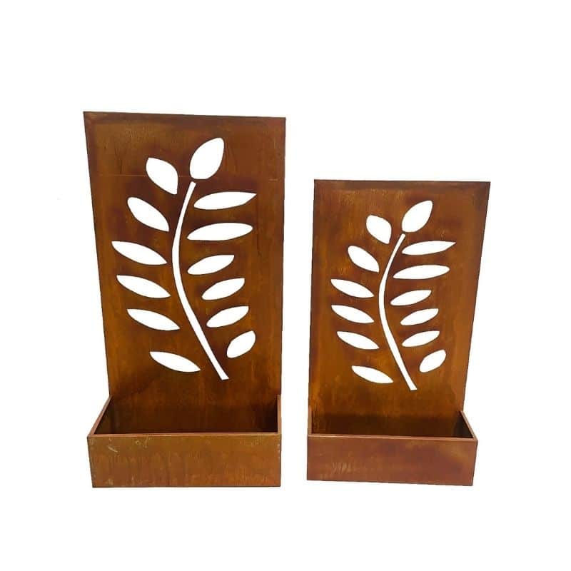 Set/2 Nested Floor/Wall Laser-cut 'Leaves' Planters 50x20x95/45x15x80cm