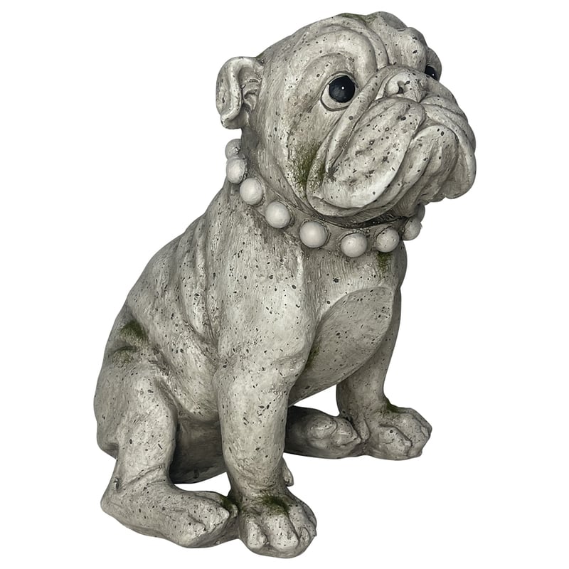 Bulldog Figurine Statue w/ Ornate Collar 19x26x27.5cm