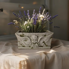 Load image into Gallery viewer, Aged Rectangular Planter w/Angel 37x19.5x18cm
