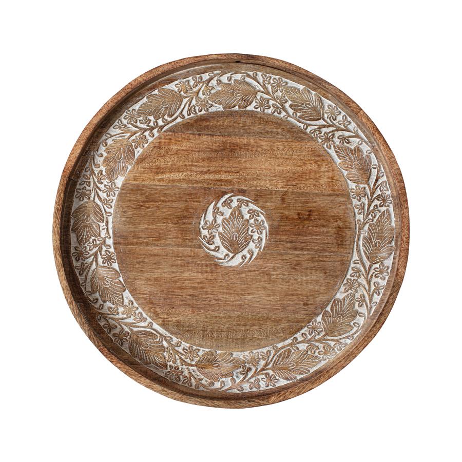 Handcrafted Mangowood Round Table/Wallhanging Tray 60x5cm