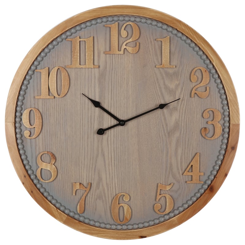 60cm Contemporary Grey Timber Wall Clock 60x3.3cm