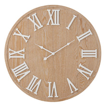 Load image into Gallery viewer, 60cm Woodgrain Clock w White Roman Numerals 60x3cm

