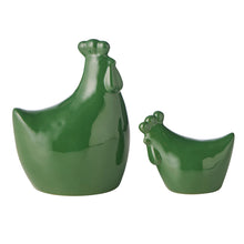 Load image into Gallery viewer, S/2 Green Bold Chickens 14x10x18/11.5x6x9.5cm
