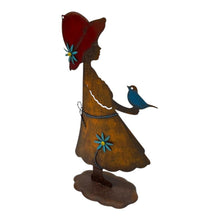 Load image into Gallery viewer, Colourful Girl w/Bird Garden Statue 23.5x11x43cm

