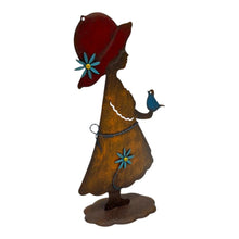 Load image into Gallery viewer, Colourful Girl w/Bird Garden Statue 23.5x11x43cm
