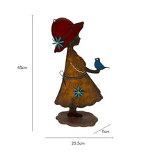 Load image into Gallery viewer, Colourful Girl w/Bird Garden Statue 23.5x11x43cm
