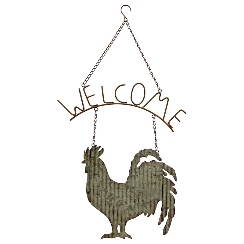 Laser-cut Corrugated Rooster Welcome Sign 45x0.65x79cm