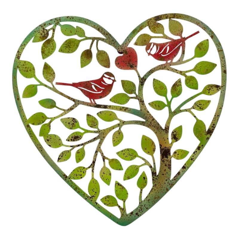 Laser Cut Heart Tree  of Life w/Red Birds 45x0.65x45cm