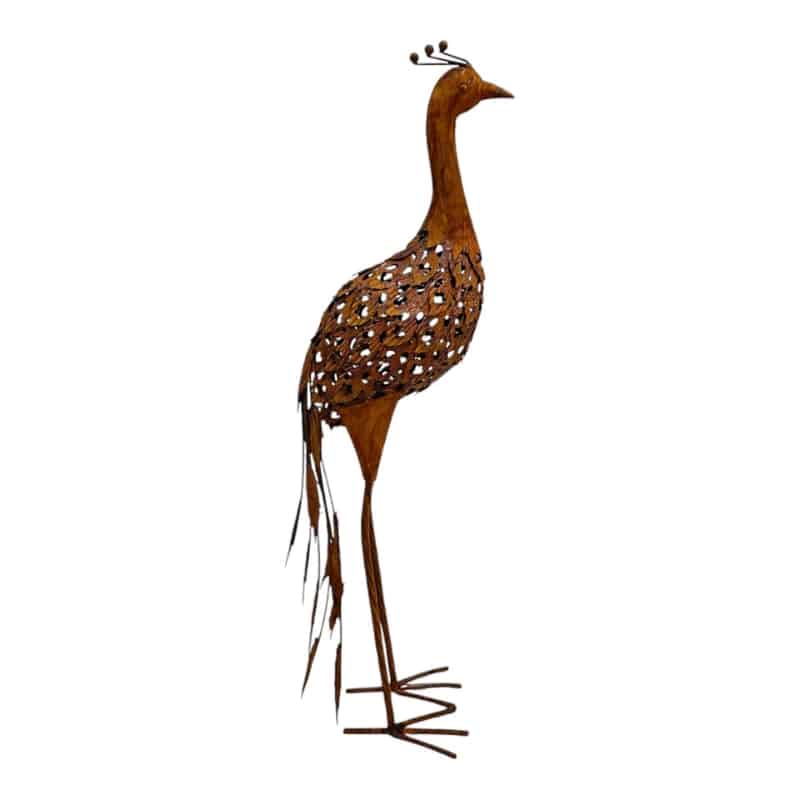 Rust Standing Peacock Garden Statue 29.5x21x60cm