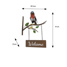 Load image into Gallery viewer, Door Post Welcome Sign W/Colourful Bird   30.5x25x41

