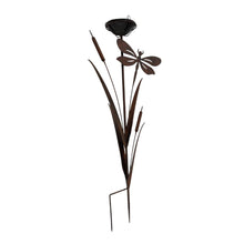 Load image into Gallery viewer, Bulrush &amp; Dragonfly Garden Stake W/Birdfeeder 43x13x89cm
