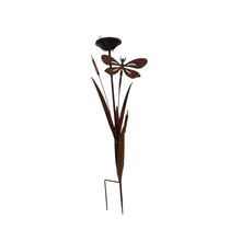 Load image into Gallery viewer, Bulrush &amp; Dragonfly Garden Stake W/Birdfeeder 43x13x89cm
