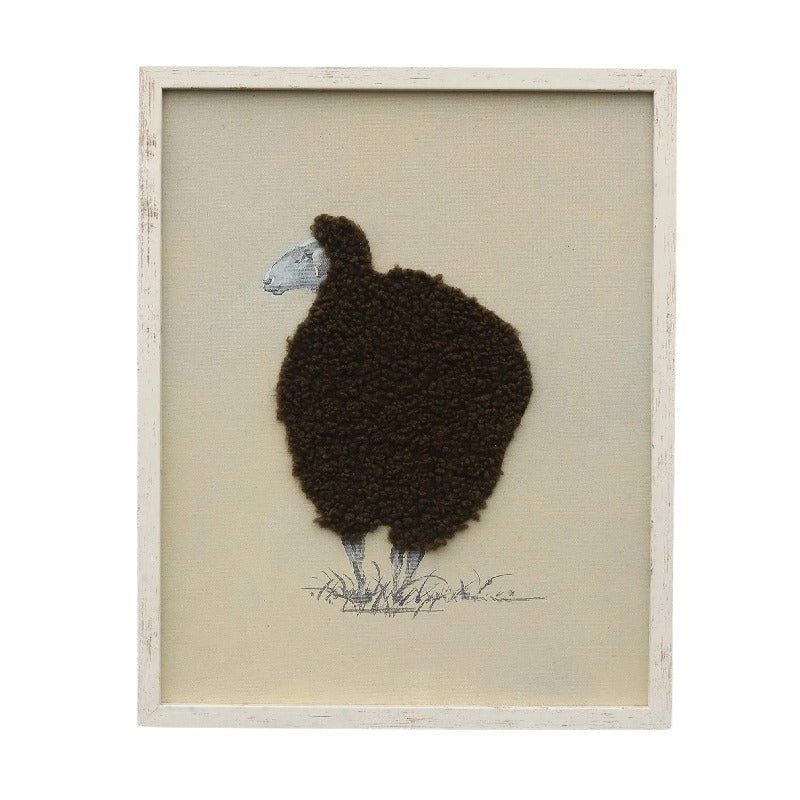 Cuddly Sheep Hand-Made Framed Canvas Wall Art 40x2.5x50cm