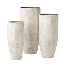 Load image into Gallery viewer, Set of 3 White Washed Metal Floor Standing Pots 36x78
