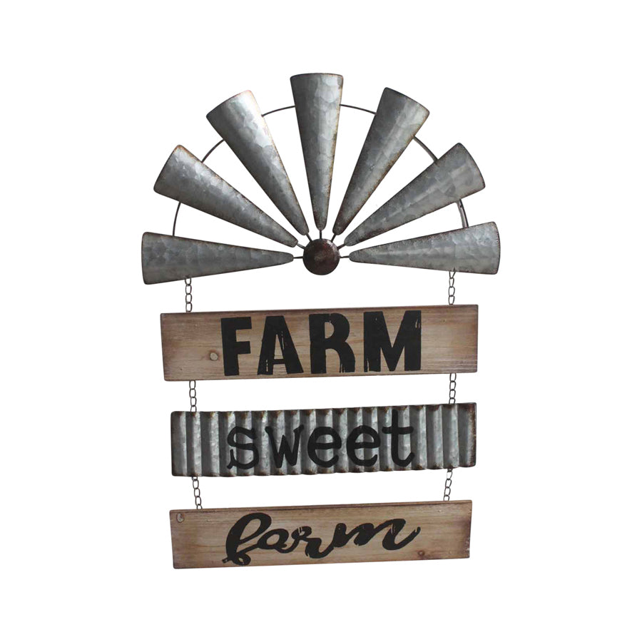 Farm-Sweet-Farm Windmill Wallart 51x2x72cm